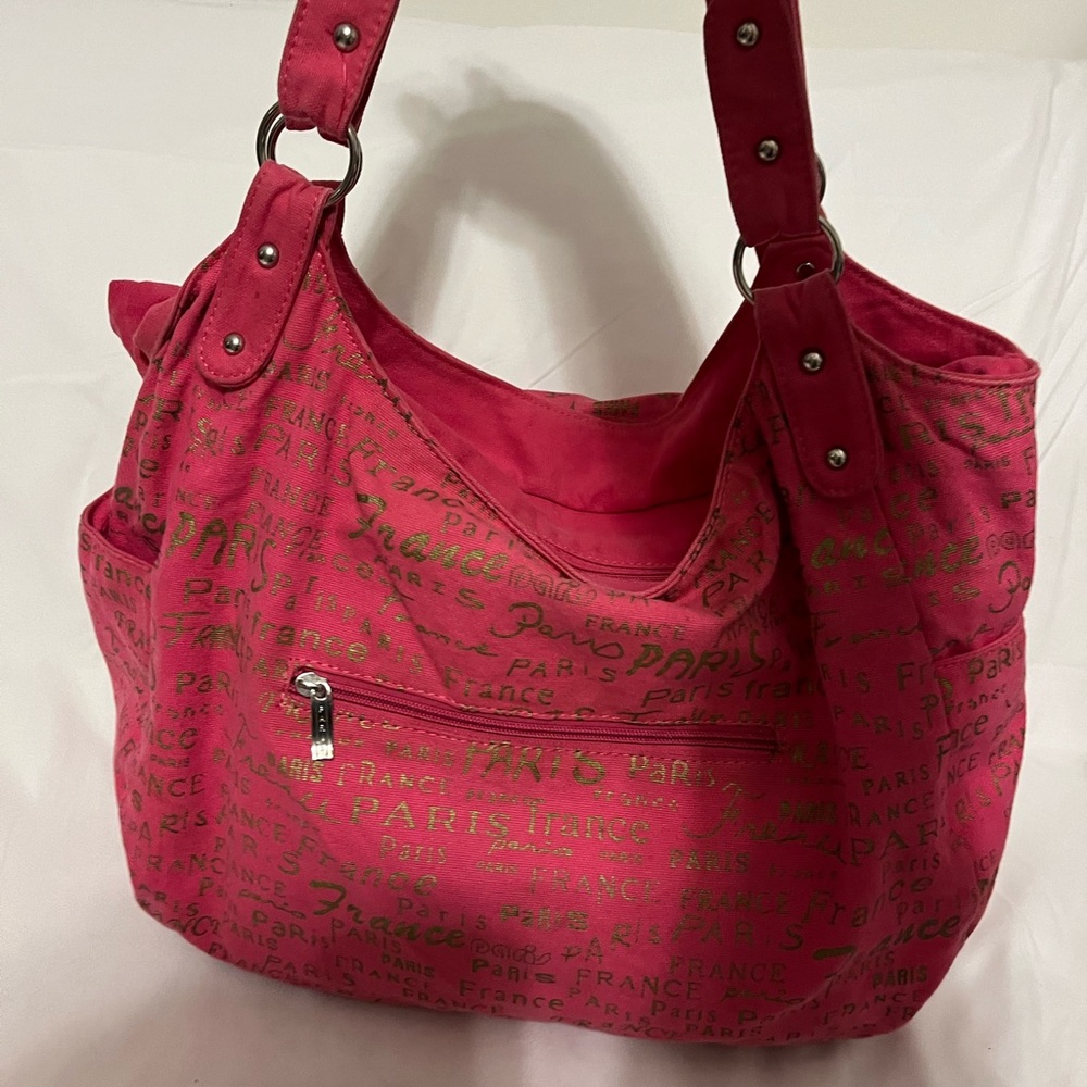Stylish Pink Paris-Themed Women's Bag
